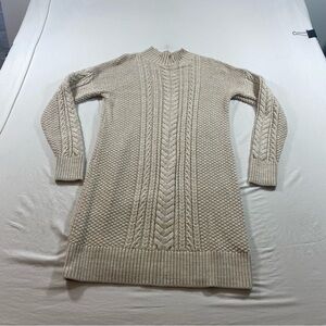 GAP Dress Beige Knit Sweater Dress long sleeve Cable Knit High neck